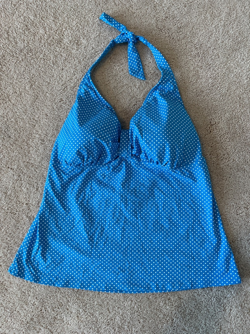 Lands' End Blue Polka Dot Halter Tankini Top